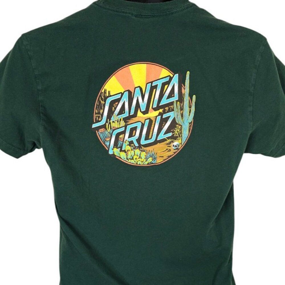 Santa Cruz Skateboards T Shirt Mens Size Small Green Desert Cactus Skater